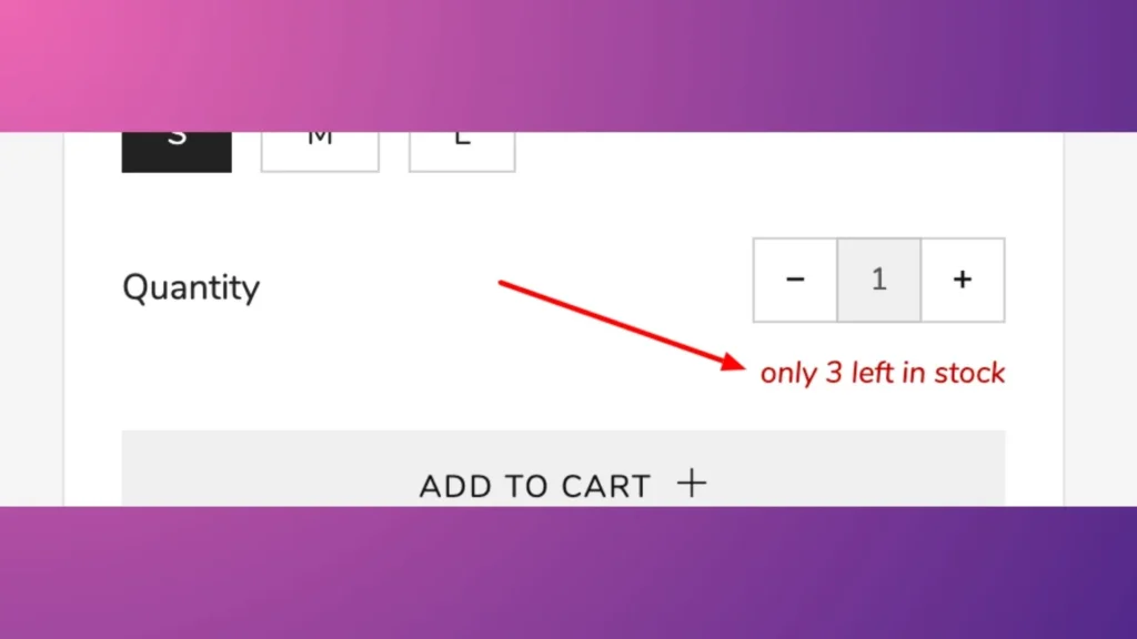 Examples of limited stock notifications on the Shopify store