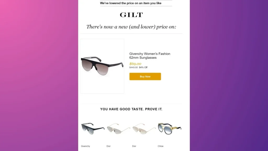 GILT’s reminder cart abandoners.