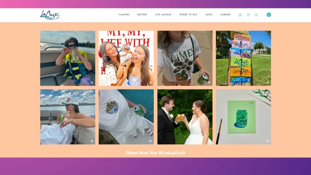 La Croix shows its user-generated content on its homepage