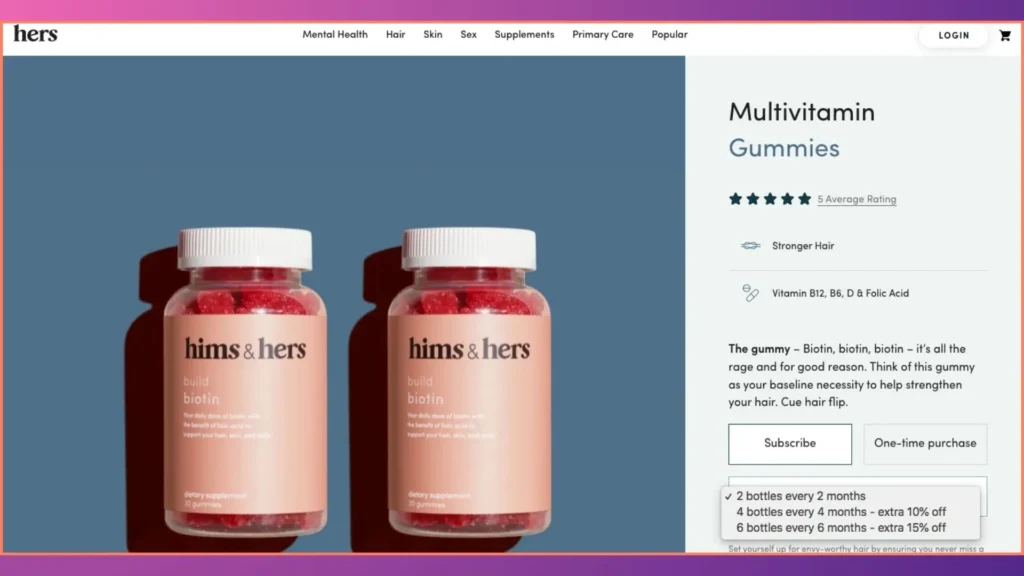 Hers, a health brand, uses this strategy to build customer loyalty