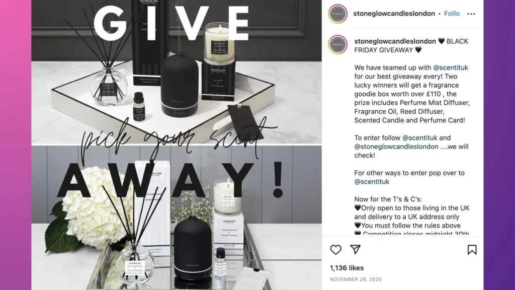 Stoneglow offers a great Black Friday Giveaway on Instagram