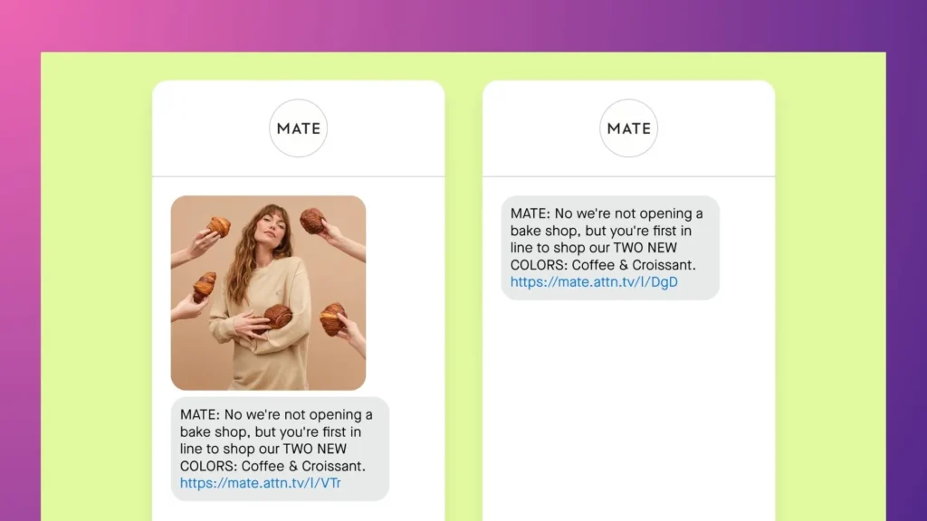 An example of A/B testing on SMS.