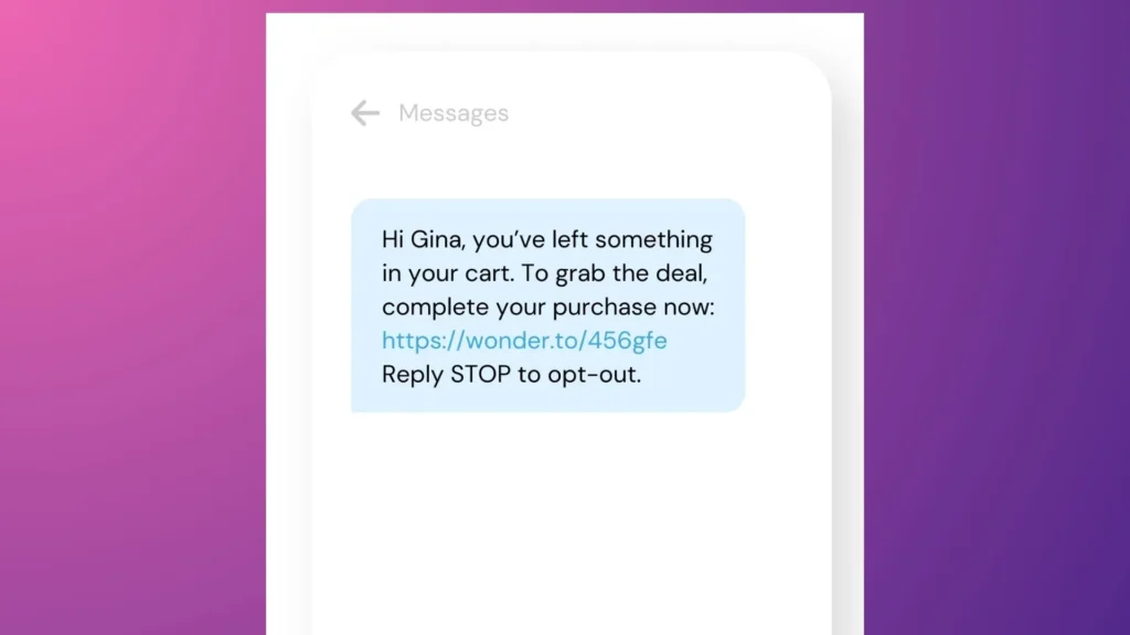 An example of sending customers directly to your deals from an SMS message.
