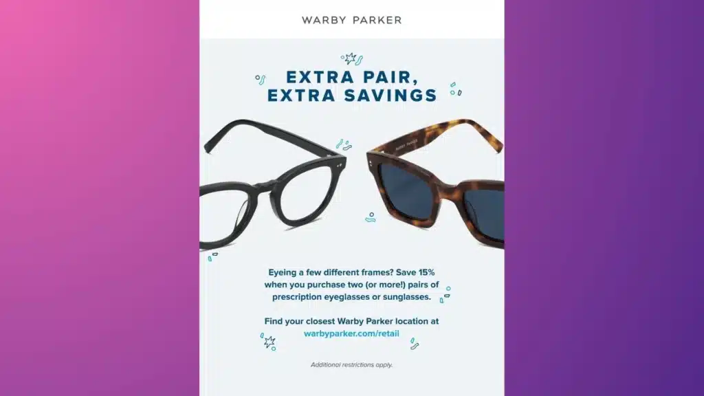 Warby Parker's straightforward Black Friday offer—one discount, no complex conditions.