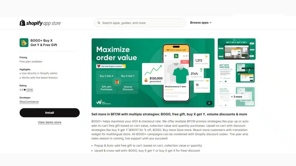BOGO+ app on the Shopify App Store.