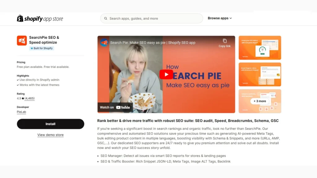 SearchPie app on the Shopify App Store.