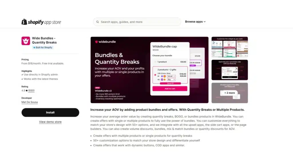 Wide Bundles & Quantity Breaks app on the Shopify App Store.