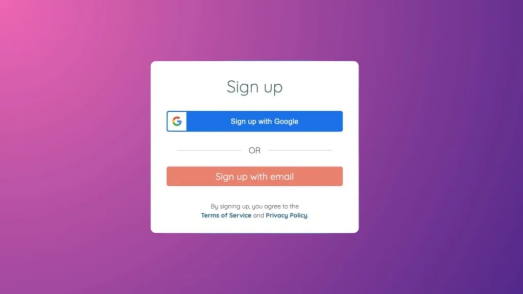 One-click sign-up example.