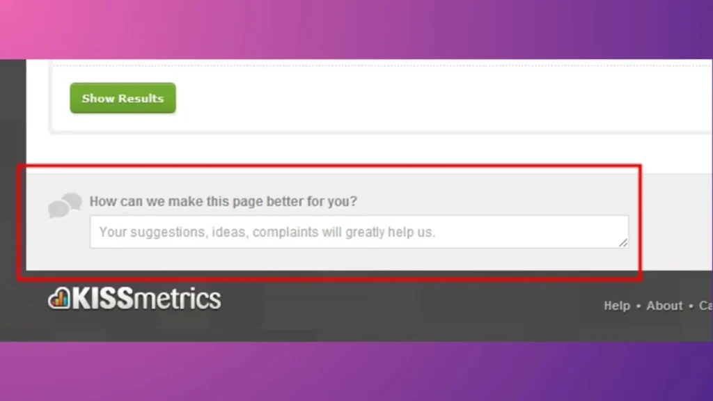 Kissmetrics's feedback box.