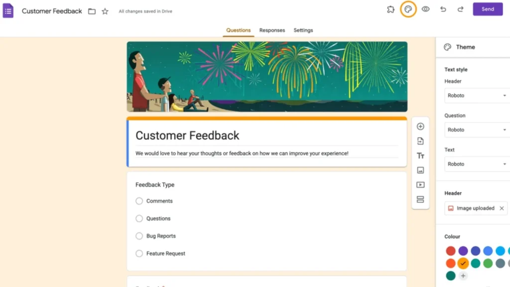 An example of creating customer feedback with Google Forms.