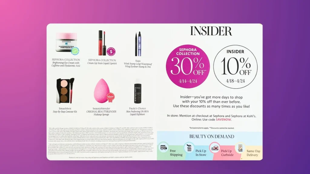 Sephora sends targeted promotions for each tiered reward.